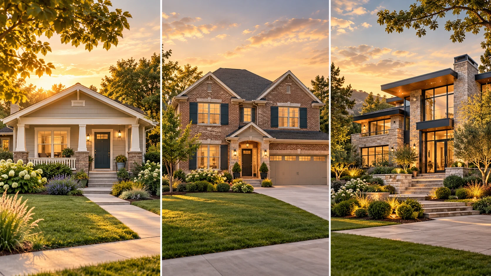 Illustrative starter, family, and larger homes